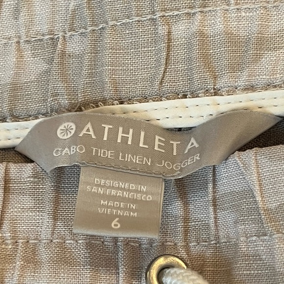 ATHLETA Cabo Linen Jogger Neutral White Taupe Camo $99 EUC - Picture 6 of 6